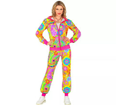 Traje de treino fluorescente Groovy Love Hippie para adultos