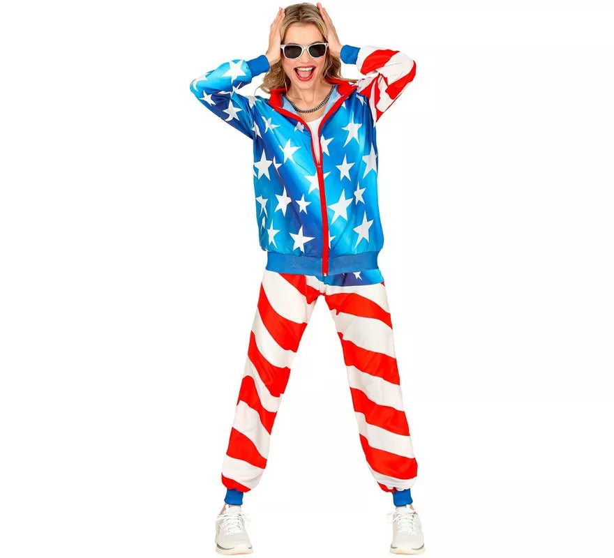 Translation missing: pt-PT.Disfraz de Chándal Party Fashion USA neón para adulto