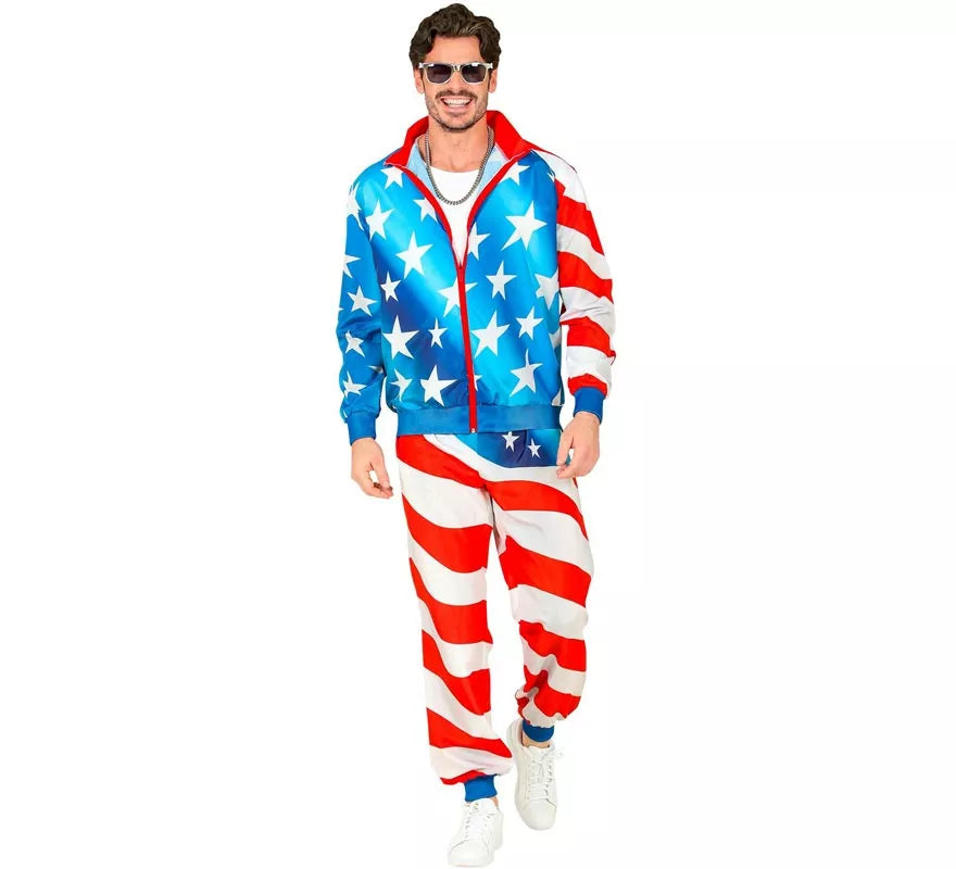 Translation missing: pt-PT.Disfraz de Chándal Party Fashion USA neón para adulto