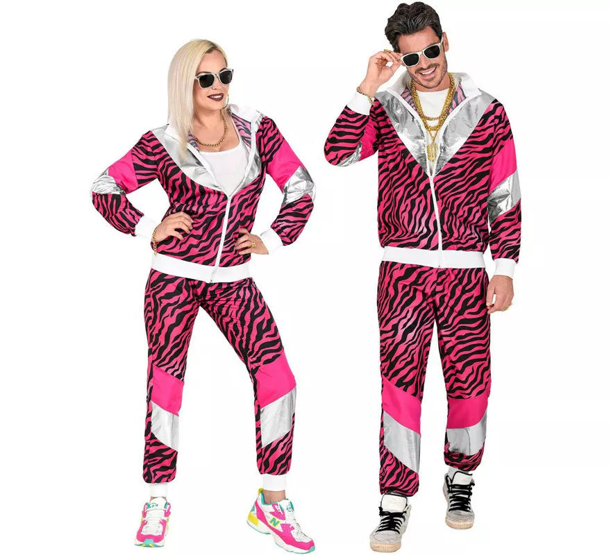Translation missing: pt-PT.Disfraz de Chándal Print Tigre Rosa Años 80 para mujer