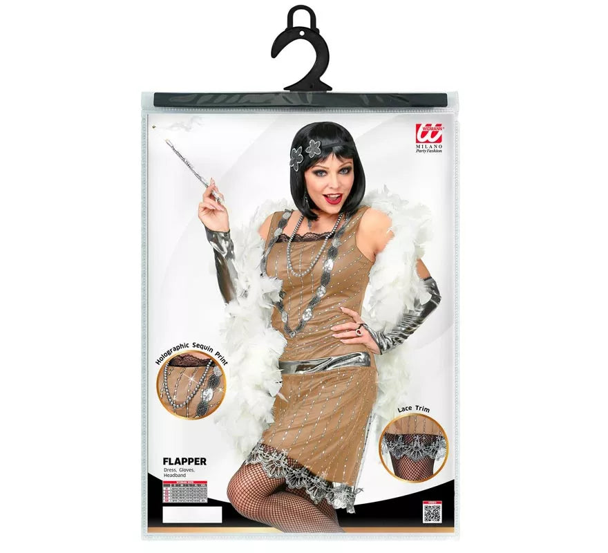 Translation missing: pt-PT.Disfraz de Charleston Años 20 beige para mujer