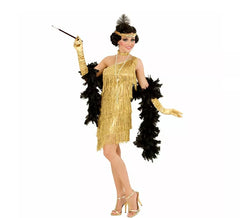Traje clássico feminino de Charleston dourado