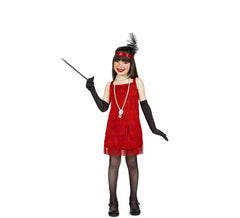 Fato de Charleston Fringes Red para menina