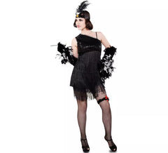 Fato de Charleston preto para mulher