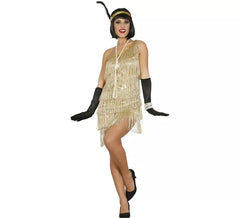 Fato de Charleston dourado para mulher