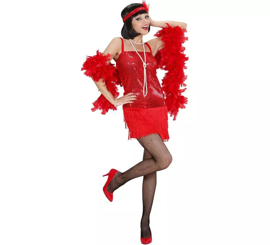 Translation missing: pt-PT.Disfraz de Charleston rojo brillante para mujer