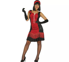 Fato de Charleston vermelho para mulher