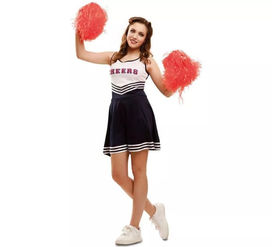 Translation missing: pt-PT.Disfraz de Cheerleader blanco y azul para mujer