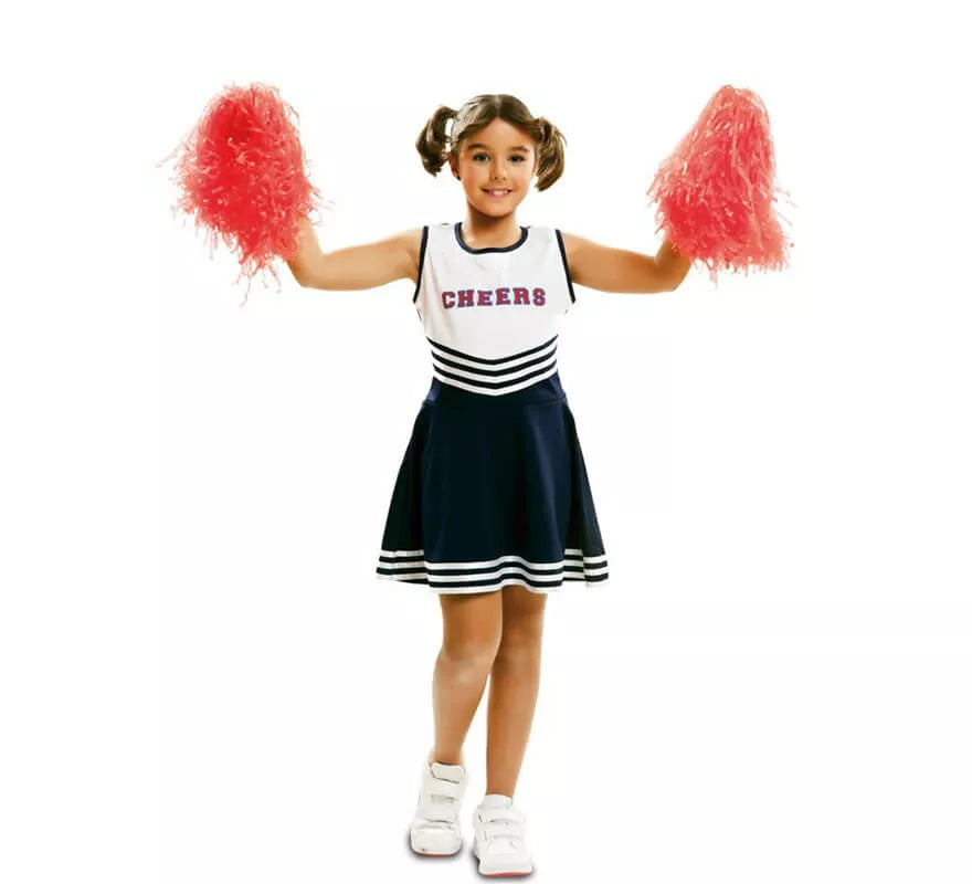 Translation missing: pt-PT.Disfraz de Cheerleader blanco y azul para niña