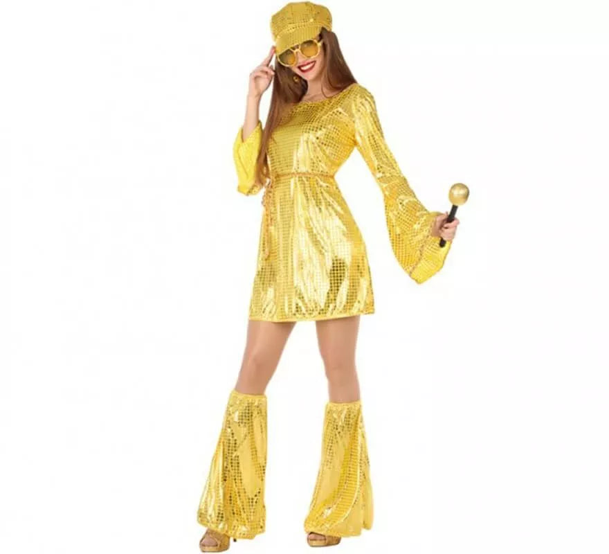 Translation missing: pt-PT.Disfraz de Chica Disco Dorado para mujer