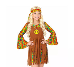 Fato de menina hippie com franjas longas para mulher