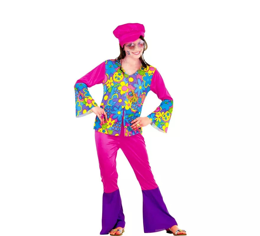 Translation missing: pt-PT.Disfraz de Chica Hippie morado para niña y adolescente