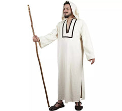 Fato de Morisca Djellaba branco com capuz para homem