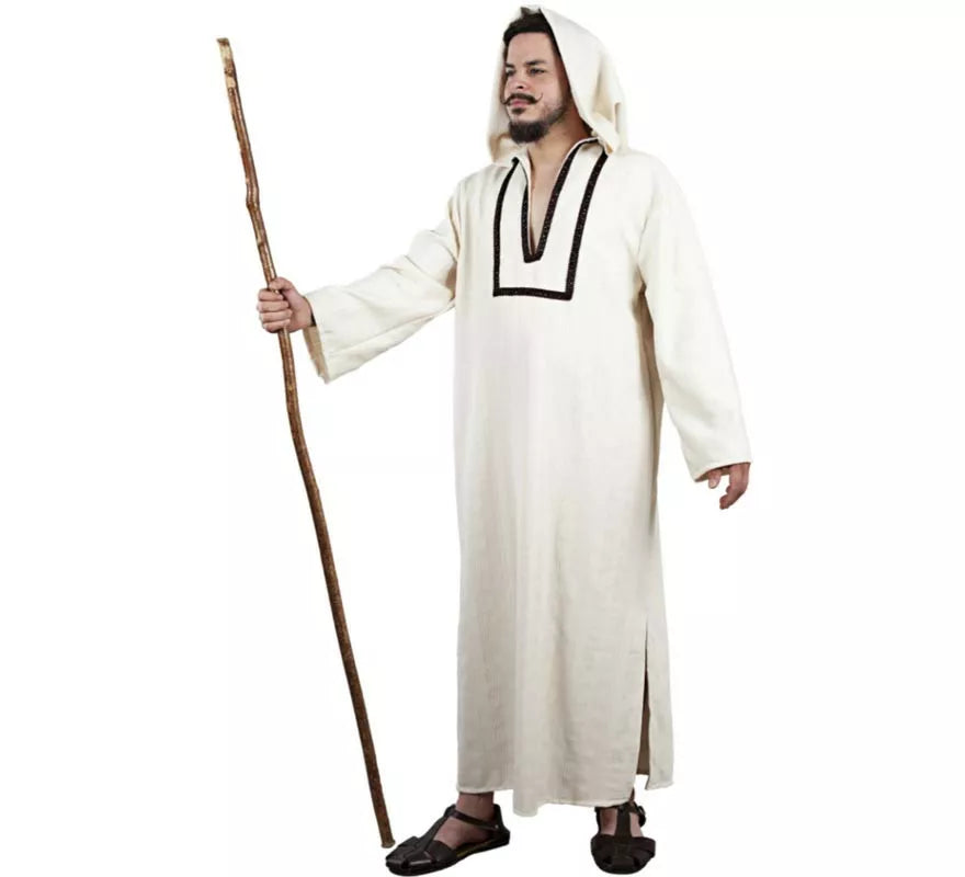 Translation missing: pt-PT.Disfraz de Chilaba Morisca blanco con capucha para hombre