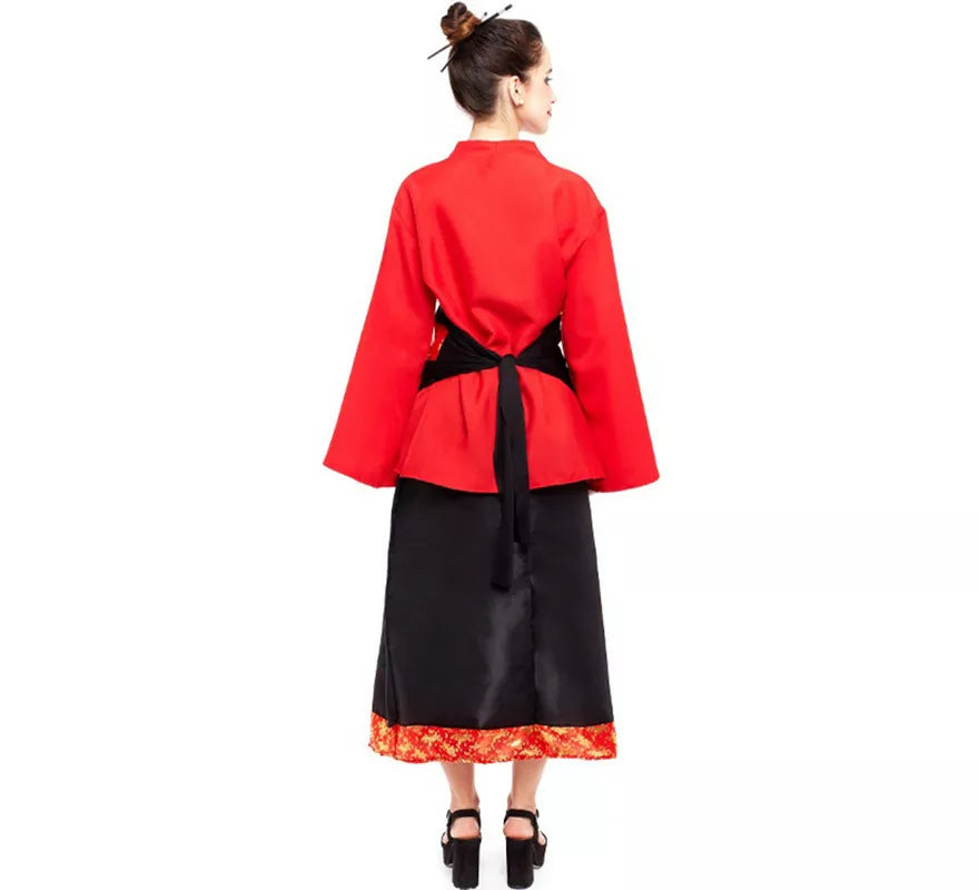 Translation missing: pt-PT.Disfraz de China Aldeana Rojo y Negro para mujer