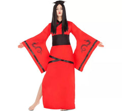 Fato de China vermelho e preto para mulheres