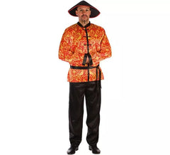 Fato de vermelho chinês com estampa para homem