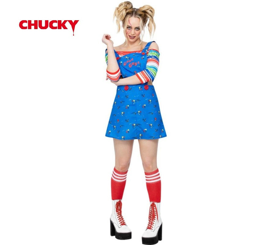 Translation missing: pt-PT.Disfraz de Chucky vestido azul para mujer