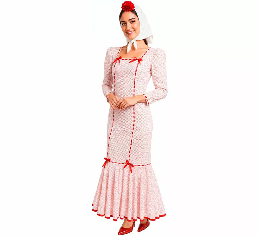 Translation missing: pt-PT.Disfraz de Chulapa Clásico blanco y rojo para mujer