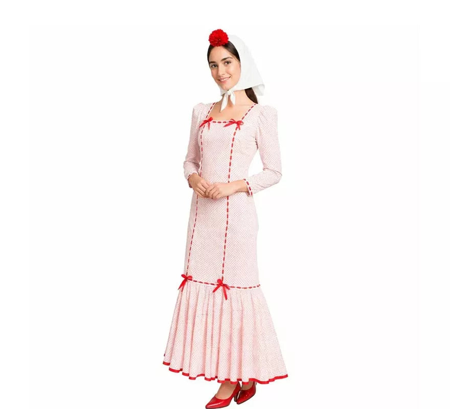 Translation missing: pt-PT.Disfraz de Chulapa Clásico blanco y rojo para mujer