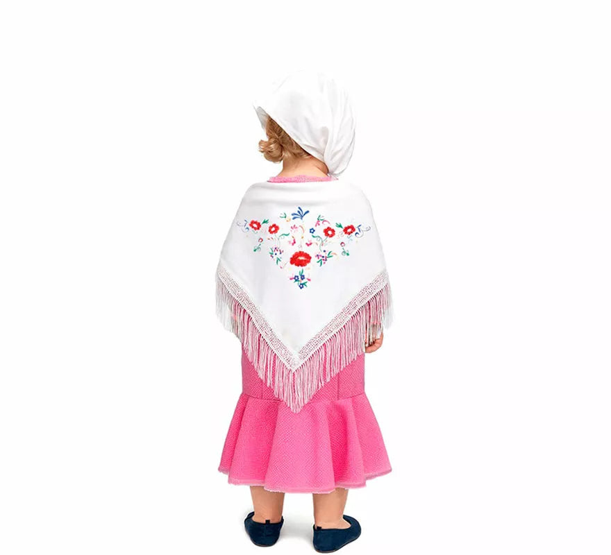 Disfraz de Chulapa Clásico rosa y blanco para bebé