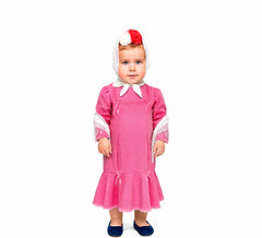 Fato de Chulapa clássico rosa e branco para bebé