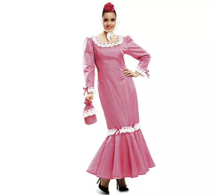 Translation missing: pt-PT.Disfraz de chulapa o madrileña rosa para mujer