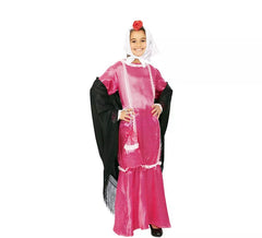 Fato de chulapa vestido rosa com lenço para menina