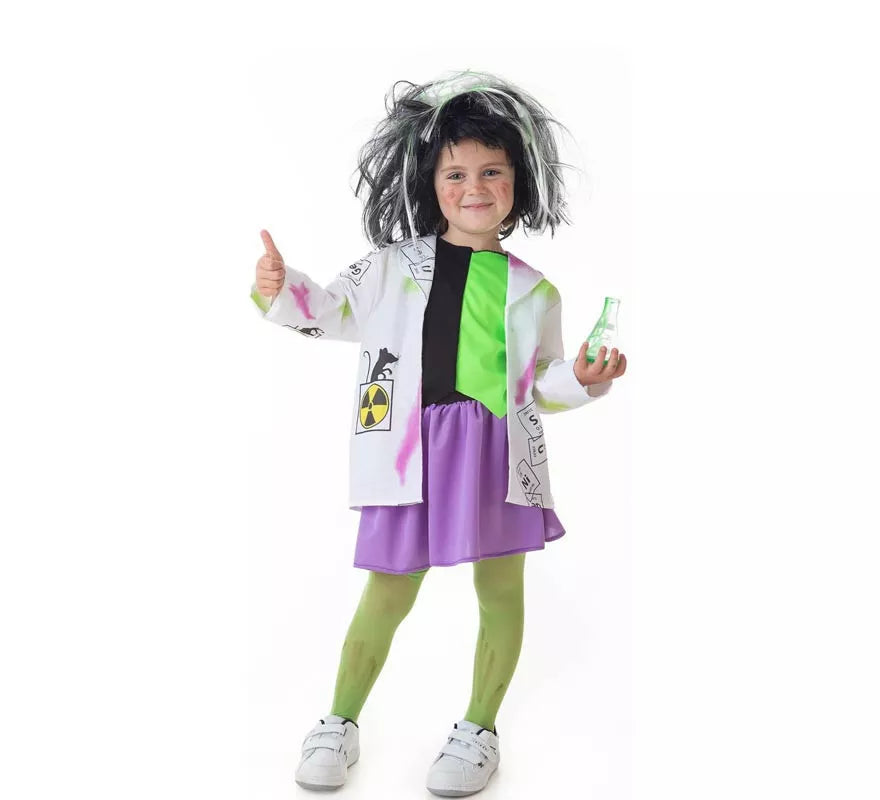 Translation missing: pt-PT.Disfraz de Científica Loca blanco y verde para niña