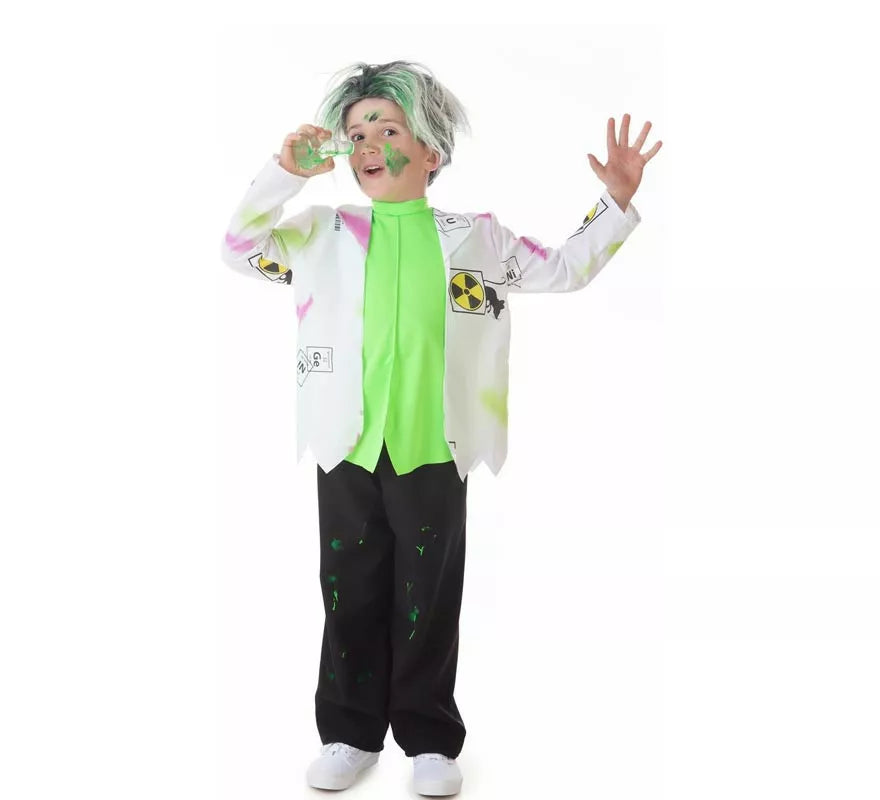 Translation missing: pt-PT.Disfraz de Científico Loco blanco y verde para niño