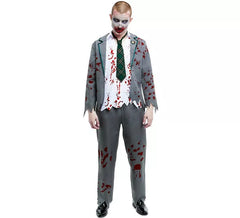 Fato de estudante zumbi cinza com jaqueta para homem
