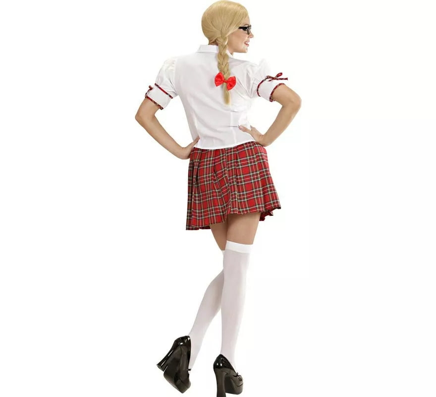 Translation missing: pt-PT.Disfraz de Colegiala blanco y rojo con corbata para mujer