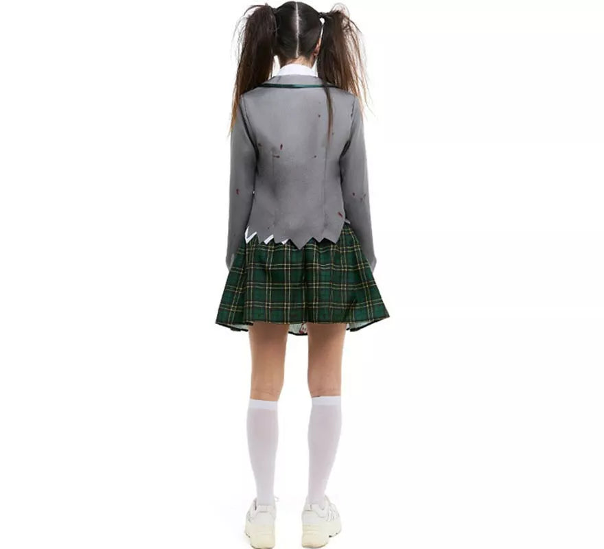 Translation missing: pt-PT.Disfraz de Colegiala Zombie gris con chaqueta para mujer