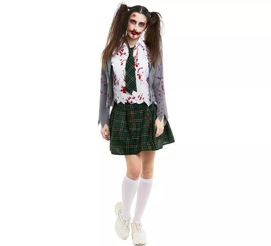 Translation missing: pt-PT.Disfraz de Colegiala Zombie gris con chaqueta para mujer