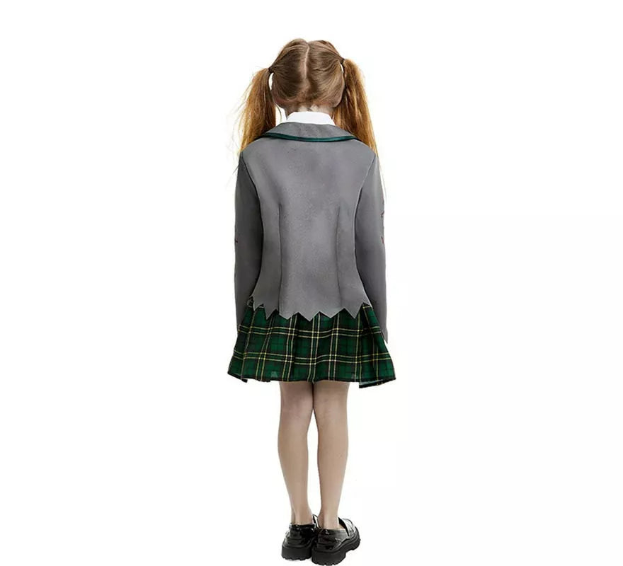 Translation missing: pt-PT.Disfraz de Colegiala Zombie gris con chaqueta para niña y adolescente