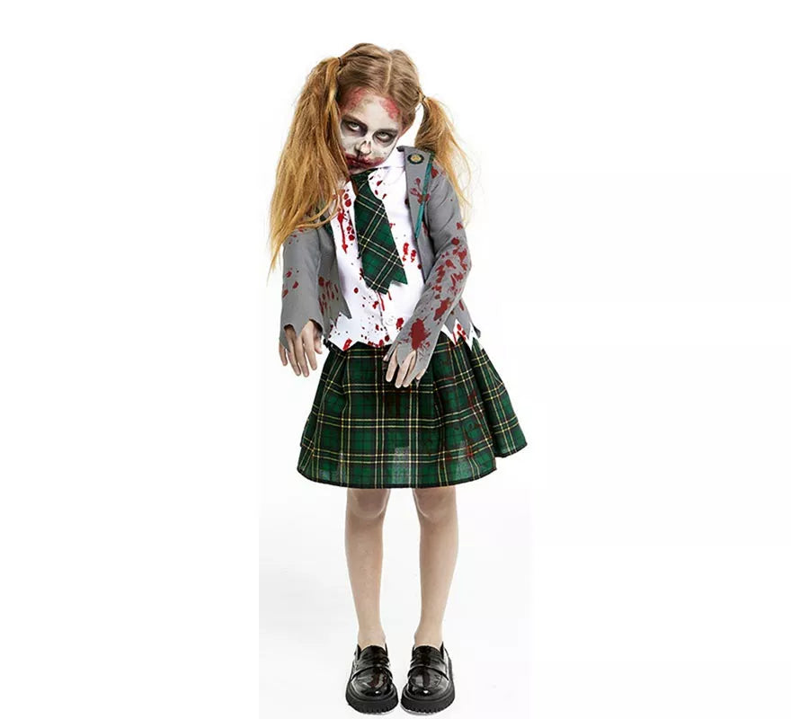 Translation missing: pt-PT.Disfraz de Colegiala Zombie gris con chaqueta para niña y adolescente