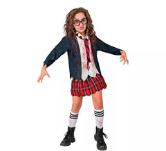 Fato de colegial zumbi para meninas