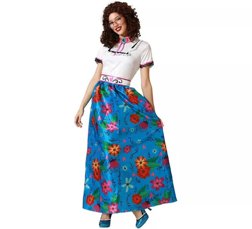 Translation missing: pt-PT.Disfraz de Colombiana azul floral para mujer