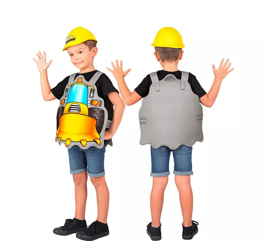 Translation missing: pt-PT.Disfraz de Constructor amarillo con gorro para niños