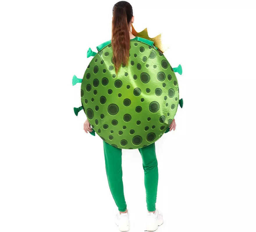 Translation missing: pt-PT.Disfraz de Coronavirus verde con Corona para adulto