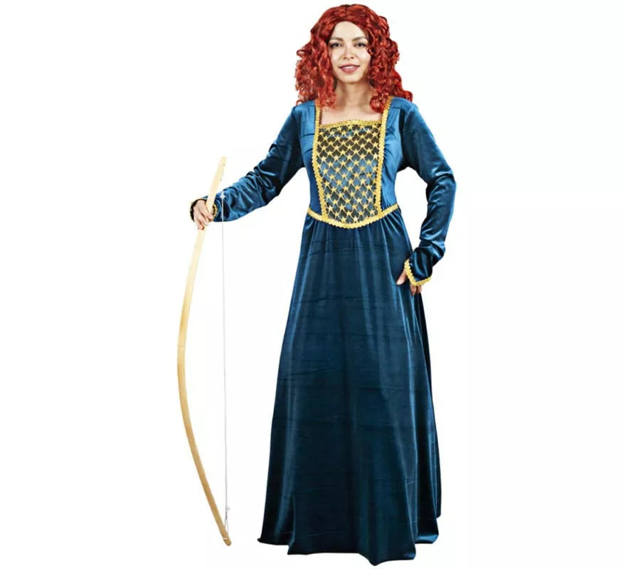 Disfraz de Cortesana Medieval azul elegante para mujer