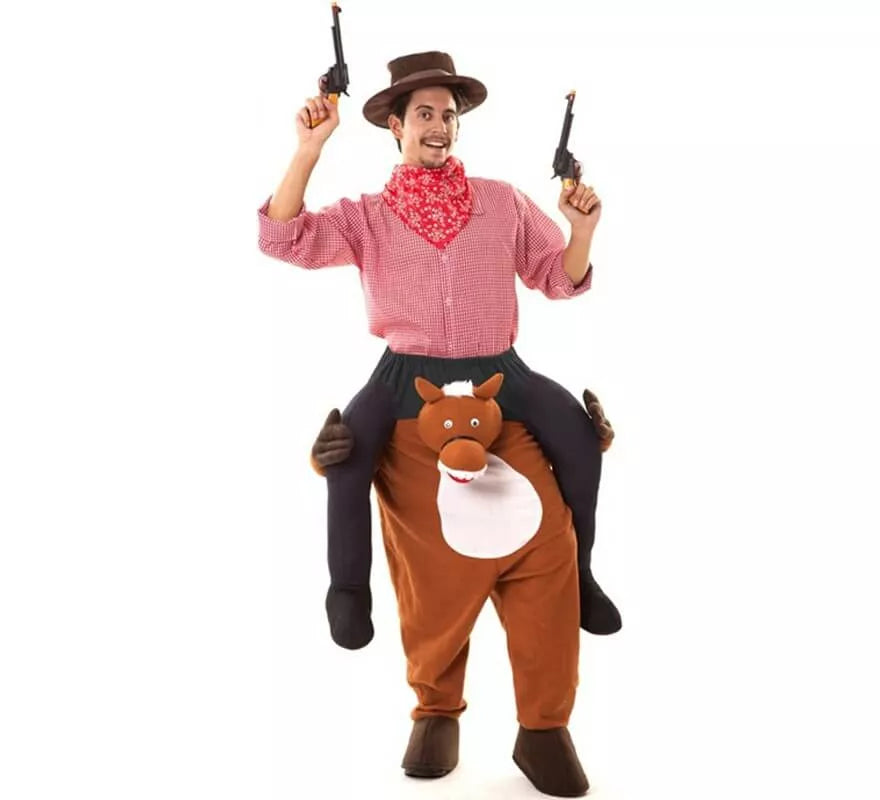 Translation missing: pt-PT.Disfraz de Cowboy a hombros de Caballo para adultos