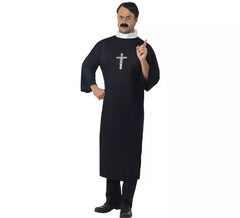 Fato de cura católica preta para homem