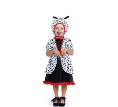 Fato de dálmata com vestido com capuz para bebé e menina