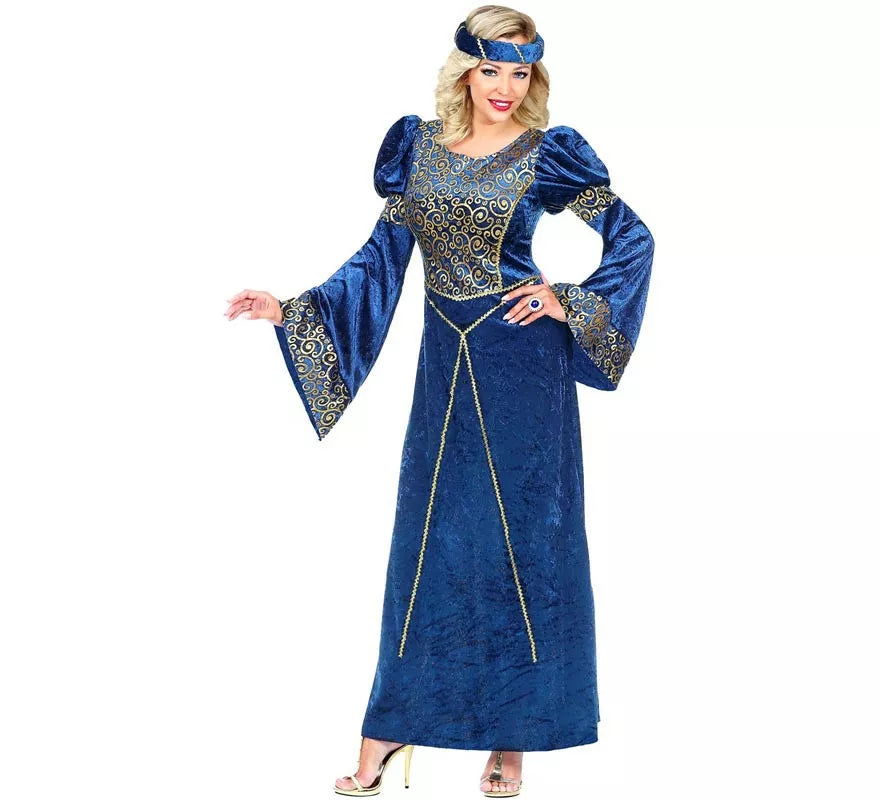 Translation missing: pt-PT.Disfraz de Dama del Renacimiento azul y dorado para mujer