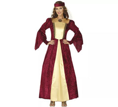 Fato de Garnet Medieval Lady para mulher