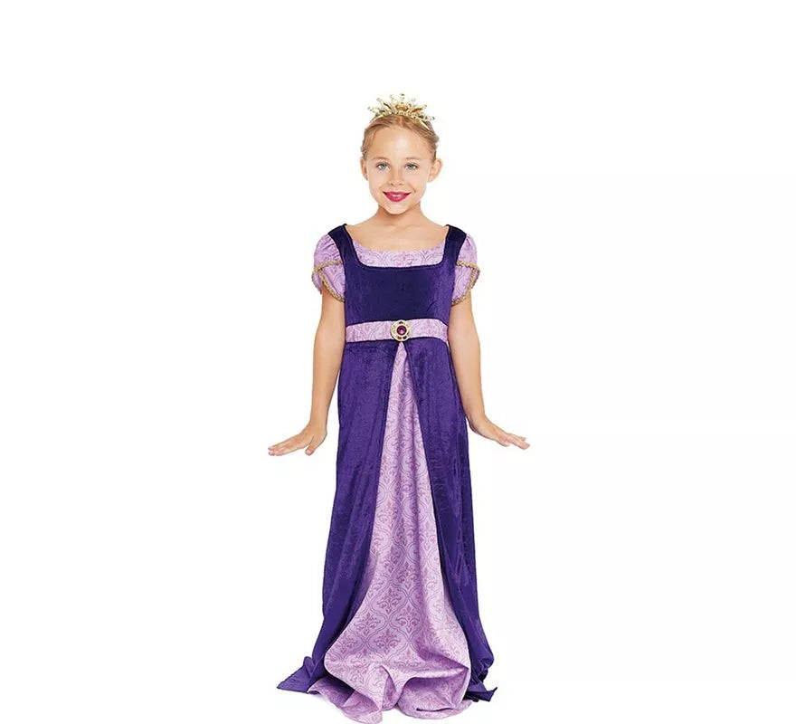 Translation missing: pt-PT.Disfraz de Dama Medieval morado y lila para niña