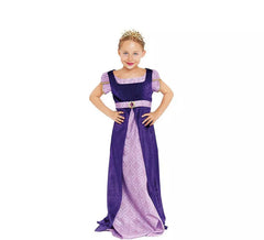 Fato de senhora medieval roxo e lilás para menina