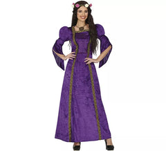 Fato de senhora medieval roxo para mulher