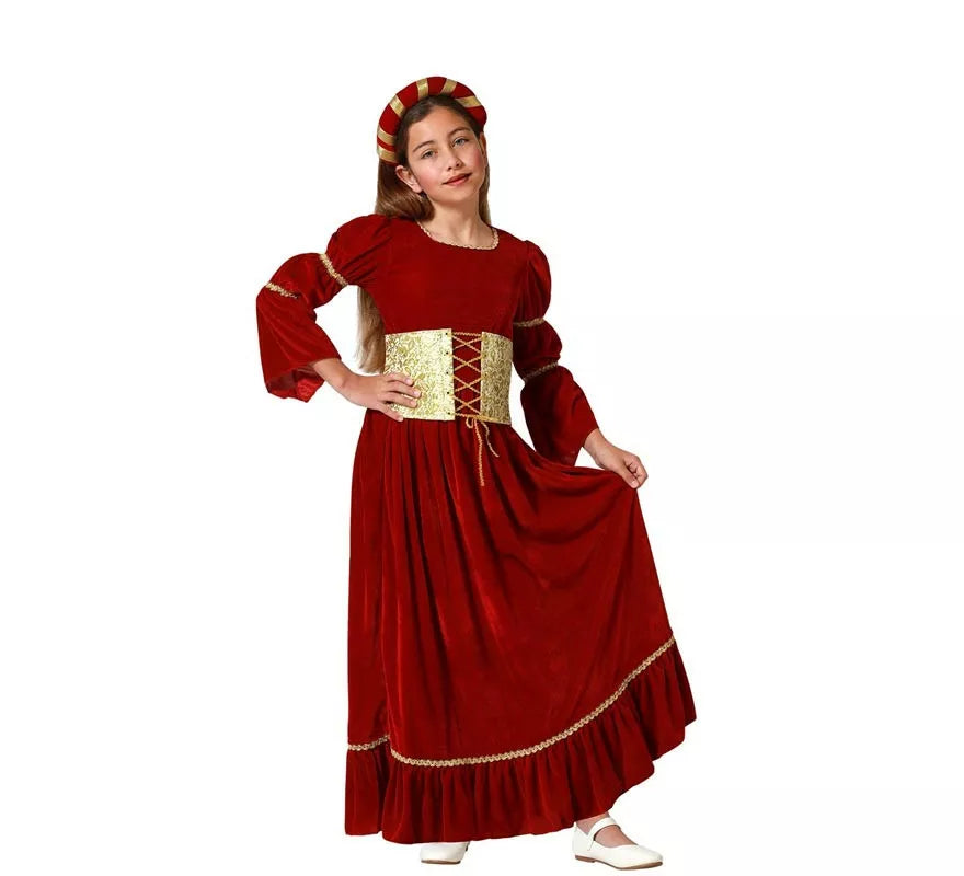 Translation missing: pt-PT.Disfraz de Dama Medieval Renacentista rojo para niña